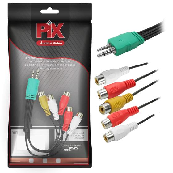 Adaptador/cabo Av Componente Tv 5/rca P1/p2 Led Lcd - PIX Imagem de Adaptador/cabo Av Componente Tv 5/rca P1/p2 Led Lcd