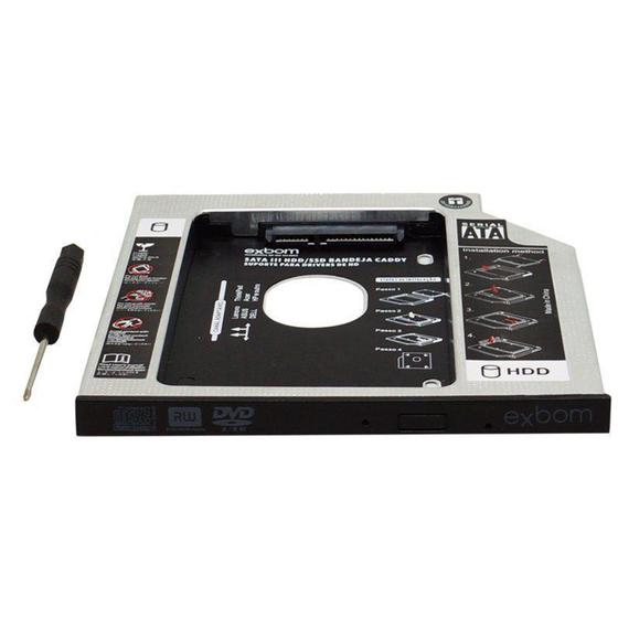 Adaptador Caddy Drive Dvd 9.5mm para HD Sata e SSD 2,5 Notebook Case Gaveta Exbom HDCA-S095 é ruim? Adaptador Caddy Drive Dvd 9.5mm para HD Sata e SSD 2,5 Notebook Case Gaveta Exbom HDCA-S095 é boa?