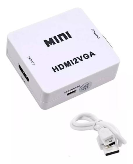 Imagem de Adaptador Conversor De Hdmi Para Vga Com Áudio Monitor Tv