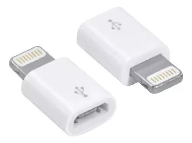 Imagem de Adaptador Conversor Micro Usb Para Lightning Compatível Com iPhone, Cor Branca