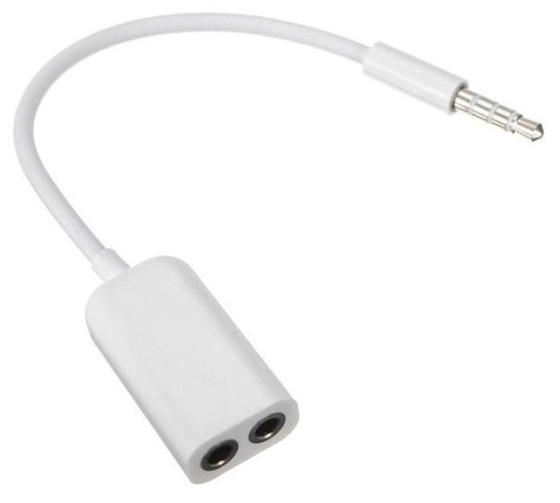 Imagem de Adaptador de Audio P2 Stereo para 2 Fones - Branco - P2 3,5mm Macho X 2 P2 3,5mm Fêmea