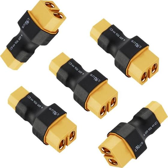 Imagem de Adaptador de conector RC LinSyrc, pacote com 5 unidades XT30 macho para XT60 fêmea