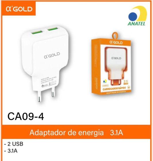 Imagem de Adaptador de energia 3.1A Carregamento Rapido - A gold