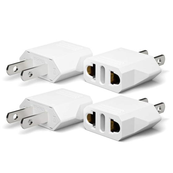 Imagem de Adaptador de Plugue Unidapt Europeu para EUA (Tipo A) - Pacote com 4 Unidades - Branco