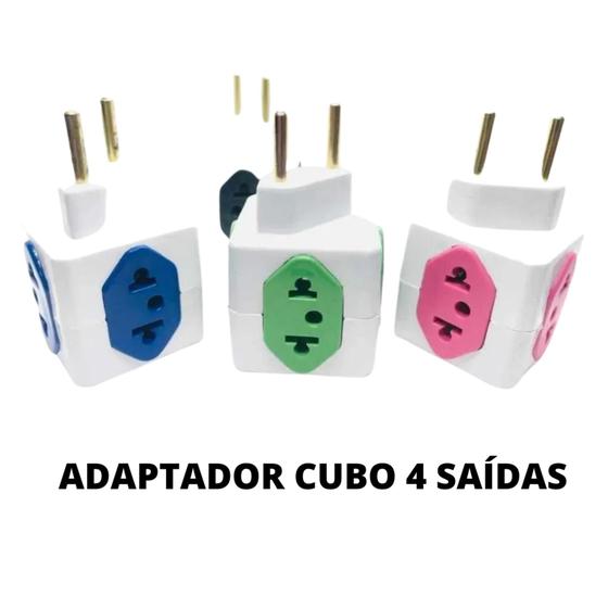 Adaptador De Tomada Cubo 4 Entradas Colorido 10a 20a Benjamin - Nacional Kit 4 Unidades Menor preço em Adaptador De Tomada Cubo 4 Entradas Colorido 10a 20a Benjamin - Nacional Kit 4 Unidades
