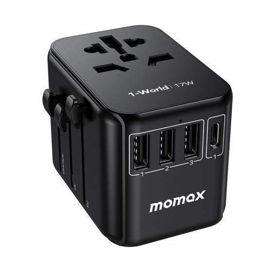 Imagem de Adaptador de Tomada de Viagem MOMAX Universal - Tipos C/G/A/I com USB