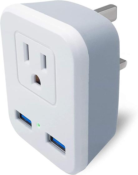 Imagem de Adaptador de Tomada Reino Unido (Tipo G) para EUA com 2 Portas USB