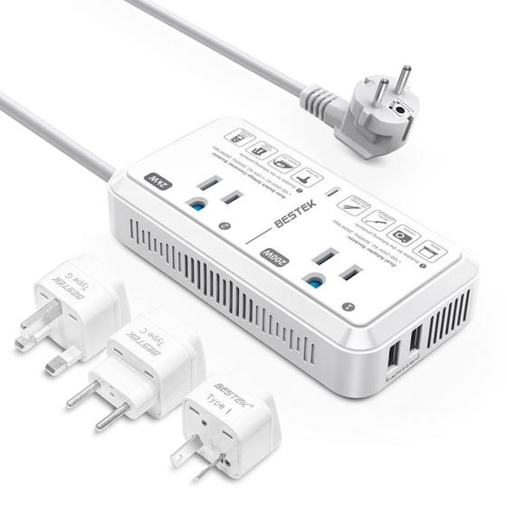 Imagem de Adaptador de viagem Conversor de tensão 220V a 110V 2000W com USB