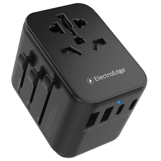 Imagem de Adaptador de Viagem ElectroEdge Universal - 2 Portas USB Tipo C