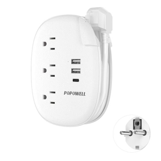 Imagem de Adaptador de Viagem Popowell Tipo E Europeu com USB-C 15,5W