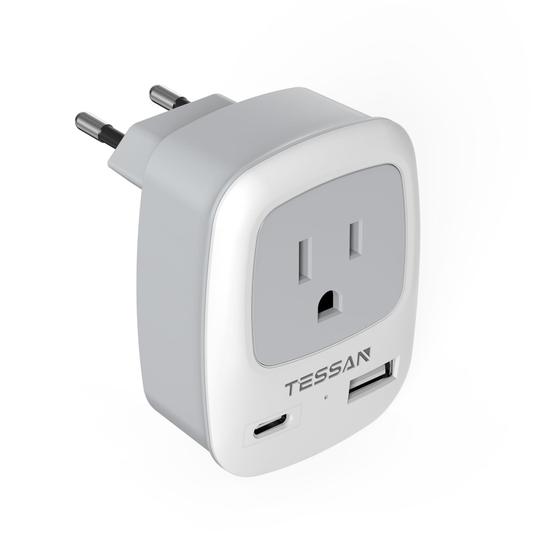 Imagem de Adaptador de viagem TESSAN International com 2 portas USB