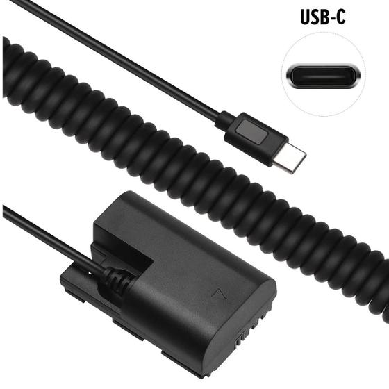 Imagem de Adaptador Dummy PD DR-E6 Bateria Canon LP-E6 Espiral com Conector USB-C