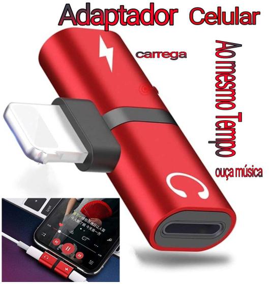 Imagem de Adaptador Duplo Para Iphone 7 Iphone 8 Iphone X Plus Adaptador Carrega E Ouve Musica