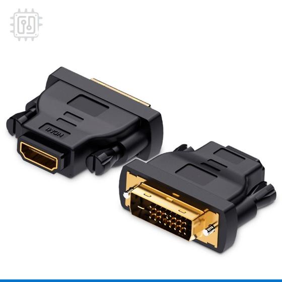 Imagem de Adaptador Dvi Macho Para Hdmi Fêmea 24+1 Bidirecional Full Hd