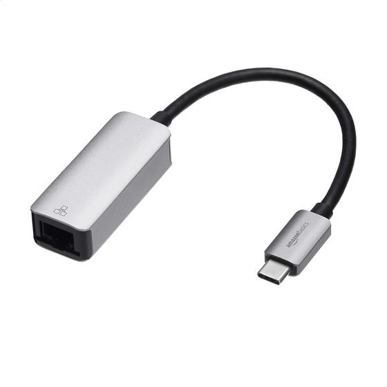 Imagem de Adaptador Ethernet Amazon Basics Alumínio USB 3.1 Type-C para RJ45