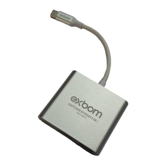 Imagem de Adaptador Extensor 3 em 1 Tipo C HDMI/USB 3.0/PD 4K Ultra HD - Exbom