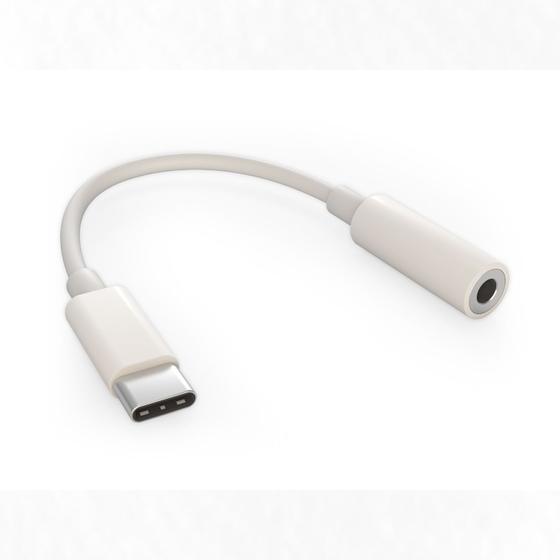 Imagem de Adaptador fone de ouvido Android Samsung Motorola Xiaomi USB-C para P2 3.5mm branco