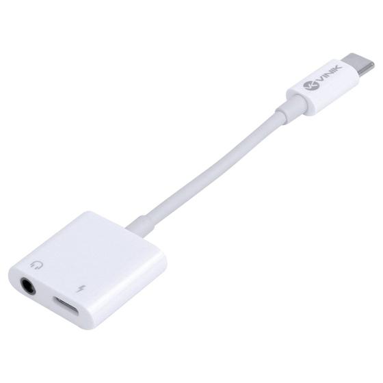 Imagem de Adaptador Fone De Ouvido Celular Audio P2 3.5mm + Carregador Para Usb Tipo C - Adpatc7.1