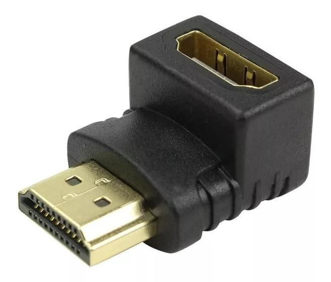 Imagem de Adaptador hdmi femea para hdmi macho 90 graus