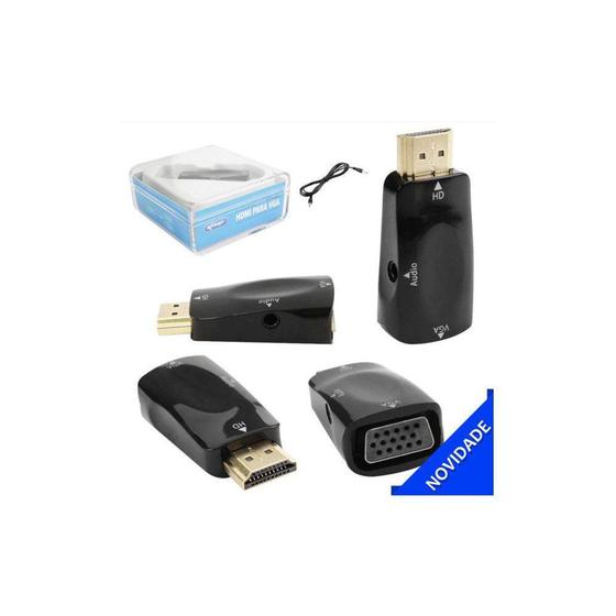 Imagem de Adaptador Hdmi Para Vga 1080p Com Entrada P2 Kp-3469 - KNUP