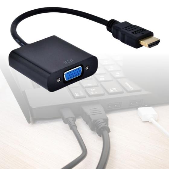 Imagem de Adaptador Hdmi Para Vga Cabo Conversor Com Saída P2 De Áudio Para Computador PC Tv Box Projetor