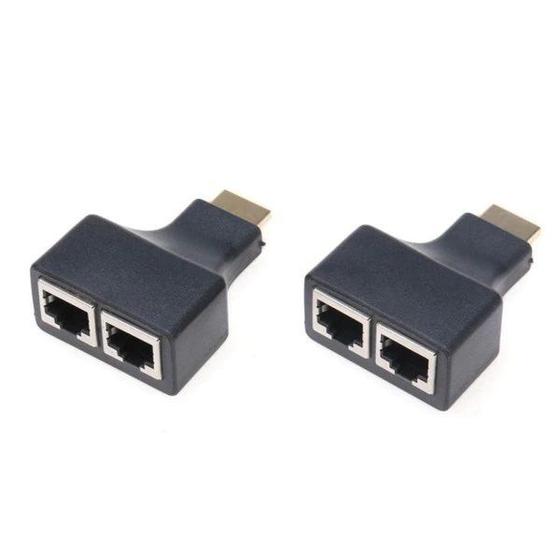 Imagem de Adaptador HDMI RJ45 para extensão de até 30 Metros Via Cabo de Rede 1080p 4K