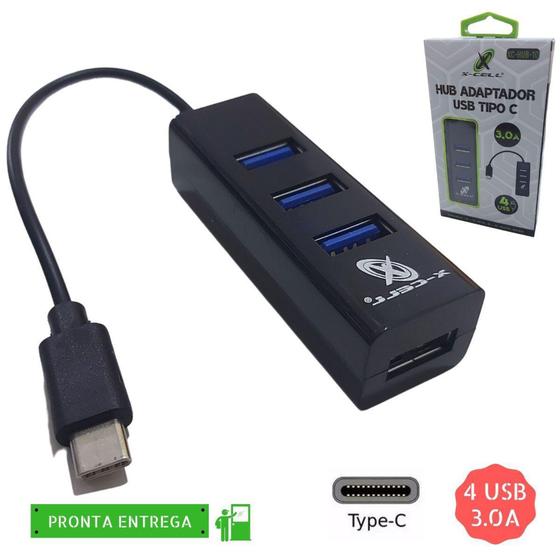 Imagem de Adaptador Hub 4 Portas Usb C Tipo C Para Android Usb 3.0 Dados 5Gbps - X-Cell