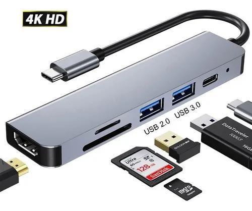 Adaptador Hub 6x1 Usb 3.0 Com Pd Tipo C Hdmi 4k Hd Mac-book Menor preço em Adaptador Hub 6x1 Usb 3.0 Com Pd Tipo C Hdmi 4k Hd Mac-book