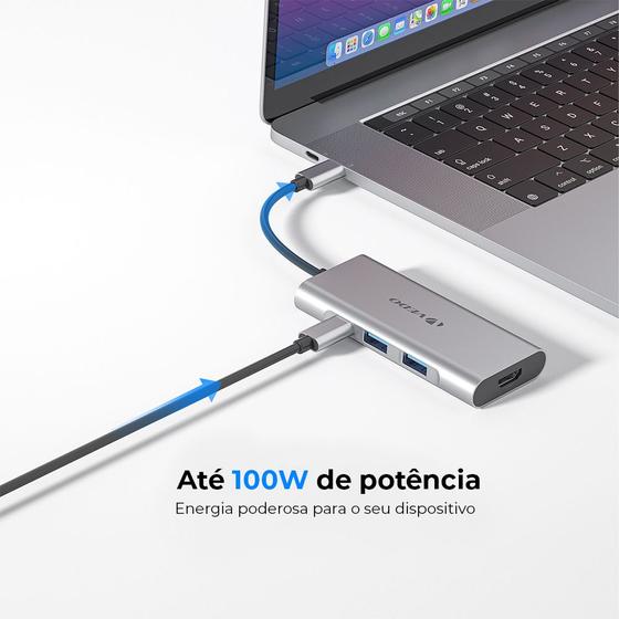 Imagem de Adaptador Hub 7 Em 1 Com Usb 3.0 5 Gbps Usb-c Hdmi Cartão Sd Micro Notebook Tablet Smartphone