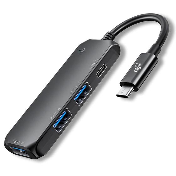 Imagem de Adaptador HUB ELG USB 4 Em 1, Entrada Tipo-C para 3 Portas USB-A + 1 Porta Tipo-C, Preto - HUB41C-v2