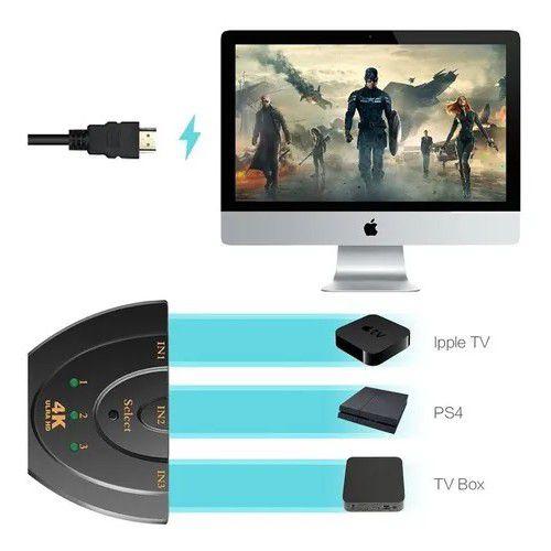 Adaptador Hub Switch Hdmi 3x1 Splitter 4k Cabo 0.5m Menor preço em Adaptador Hub Switch Hdmi 3x1 Splitter 4k Cabo 0.5m