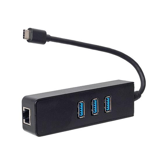 Imagem de Adaptador Hub Tipo-C para USB 3.0 e RJ45 Alta Velocidade