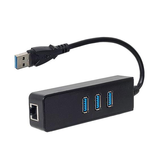 Imagem de Adaptador Hub USB 3.0 para USB e RJ-45 de Alta Velocidade