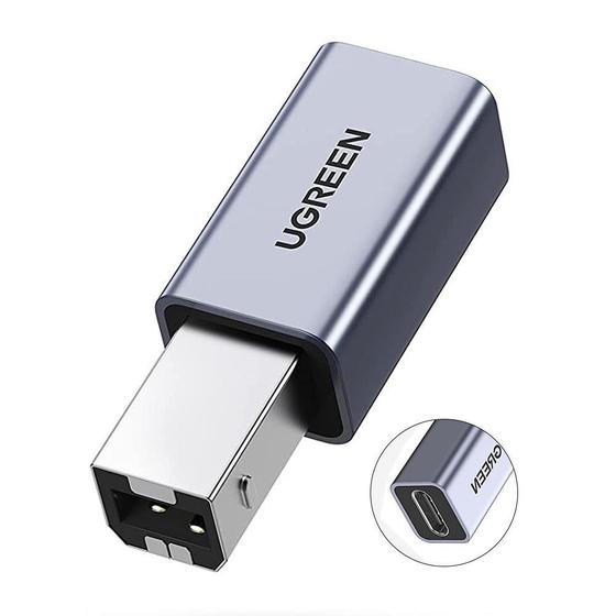 Imagem de Adaptador Impressora Scanner Ugreen USB C para USB B Cinza