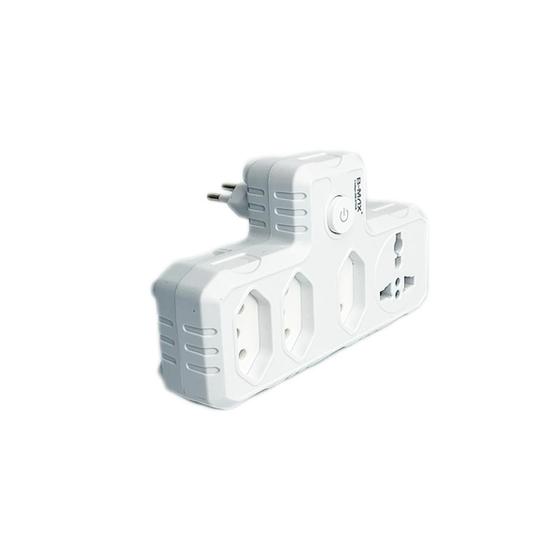 Adaptador interruptor de tomada 4 portas 3 pinos 10A 2500W Menor preço em Adaptador interruptor de tomada 4 portas 3 pinos 10A 2500W
