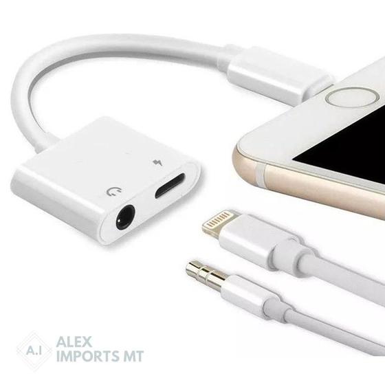 Imagem de Adaptador iPhone Dual P2 + Lightning Carrega Barato