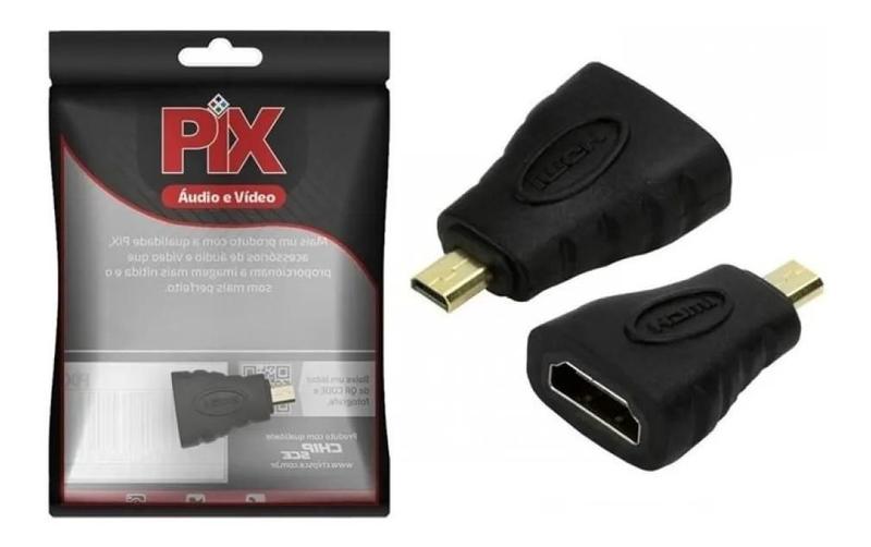 Imagem de Adaptador Micro Hdmi Macho Para Hdmi Femea Gold Chipsce Pix