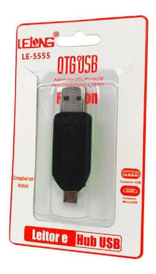 Imagem de Adaptador Micro Usb V8 Usb Cartão Sd Micro Sd Otg Le-5555