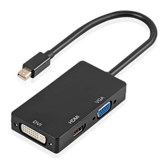 Imagem de Adaptador Mini Displayport Macho X VGA Fêmea, HDMI Fêmea e DVI Fêmea