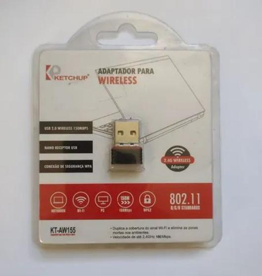 Imagem de Adaptador mini wifi 150mbps 2.4g usb ketchup kt-aw155