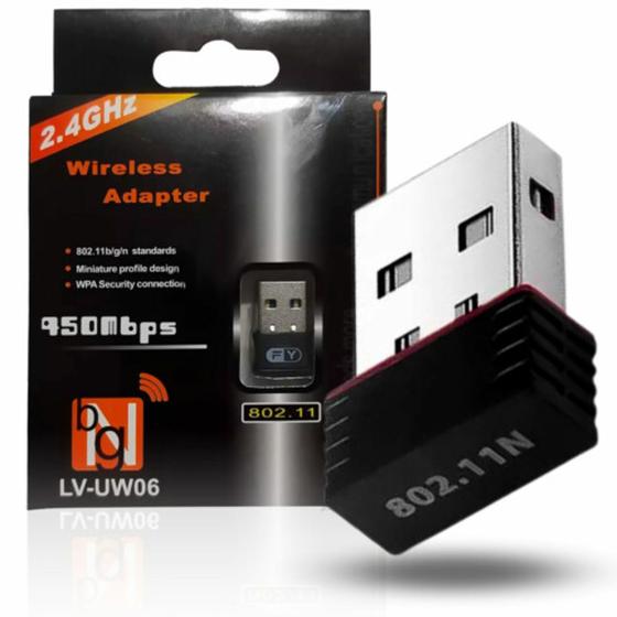 Imagem de Adaptador NANO USB WI-FI N 150 Mbps (1T1R) Antena Embutida