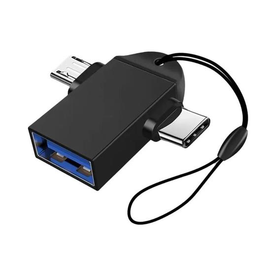 Imagem de Adaptador OTG Android Tipo C 2 em 1 - Alumínio - Multifuncional