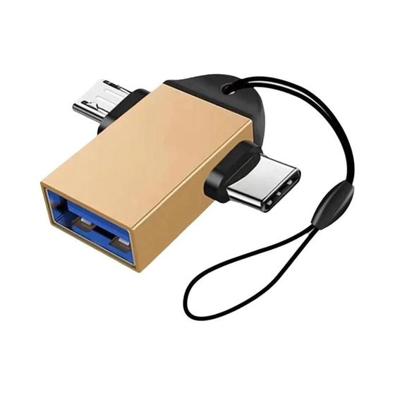 Imagem de Adaptador OTG Android Tipo C 2 em 1 - Alumínio - Multifuncional