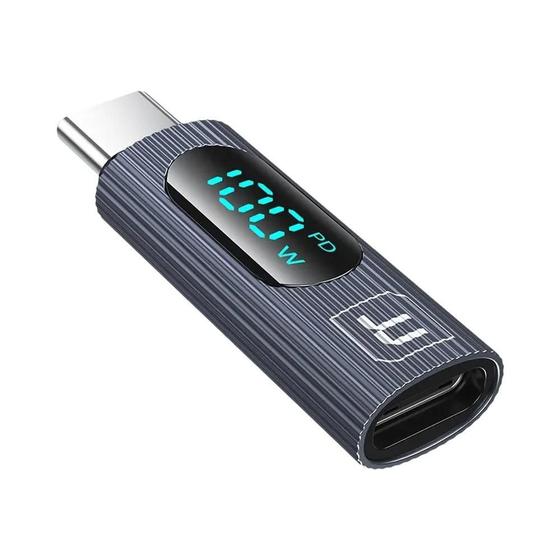Imagem de Adaptador OTG USB Tipo C com Display Digital - Carregamento Rápido 100W