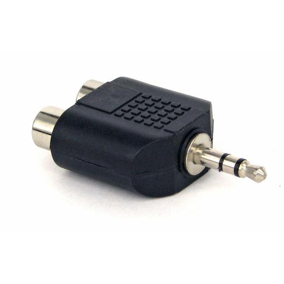 Adaptador P2 Stereo Macho x 2 RCA Femea Menor preço em Adaptador P2 Stereo Macho x 2 RCA Femea