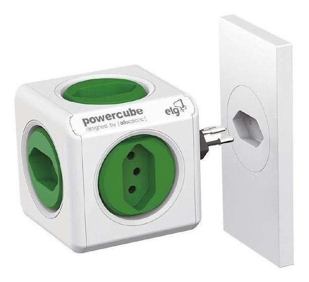 Imagem de Adaptador Para Tomadas Power Cube 5t Original Verde - Bivolt