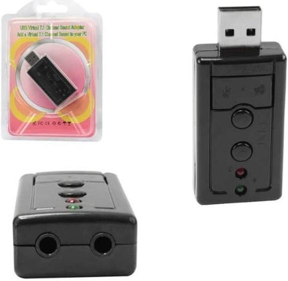 Imagem de Adaptador placa de som 7.1 usb 2.0 com entrada p2 fone e microfone