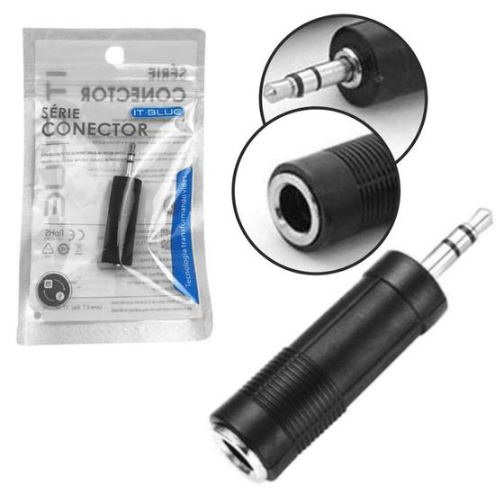 Imagem de Adaptador Plug Conector P2 Macho Estéreo para P10 Fêmea LE-5533