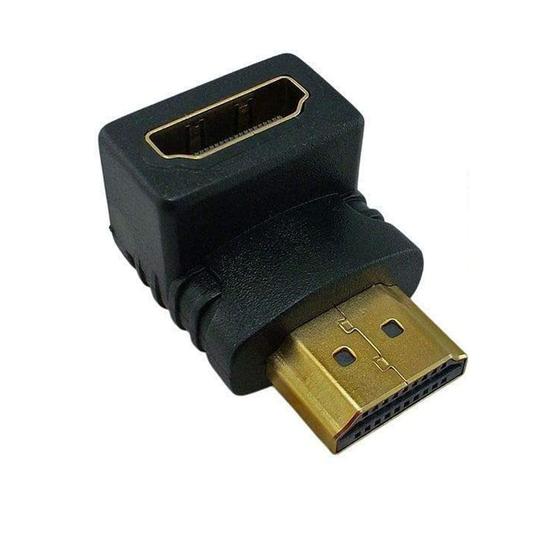 Imagem de Adaptador Plug HDMI Macho para HDMI Fêmea em L 90 Graus
