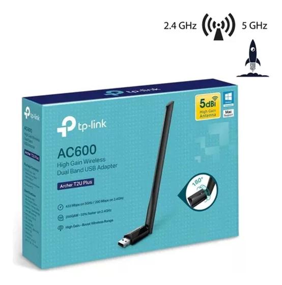 Imagem de Adaptador Rede Wi-fi Tp-link Archer T2u Plus Dual Band 5ghz